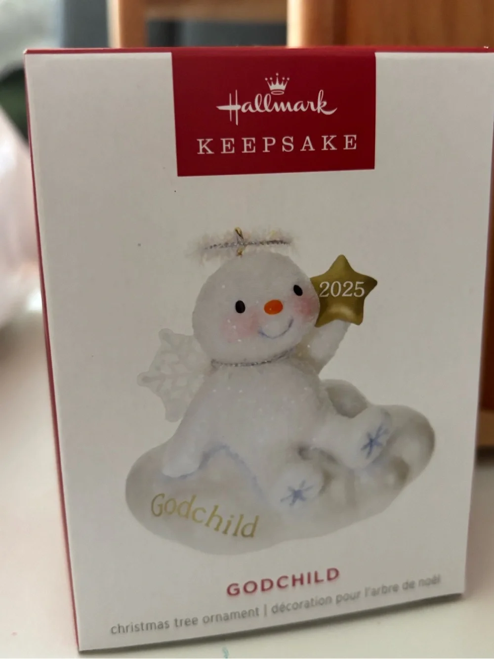 Hallmark Keepsake 2025 Godchild Snowman Angel Christmas Ornament NIB